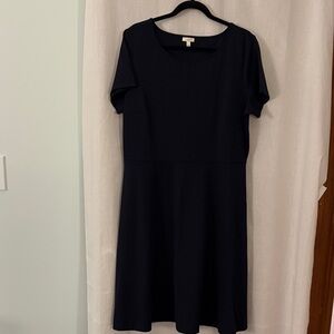 Classic Navy Blue Short-Sleeve A-Line Dress